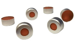 Seal, CHROMSPEC, Crimp Top, 11 mm, Red Aluminum, with PTFE/ Synthetic Red Rubber Septum