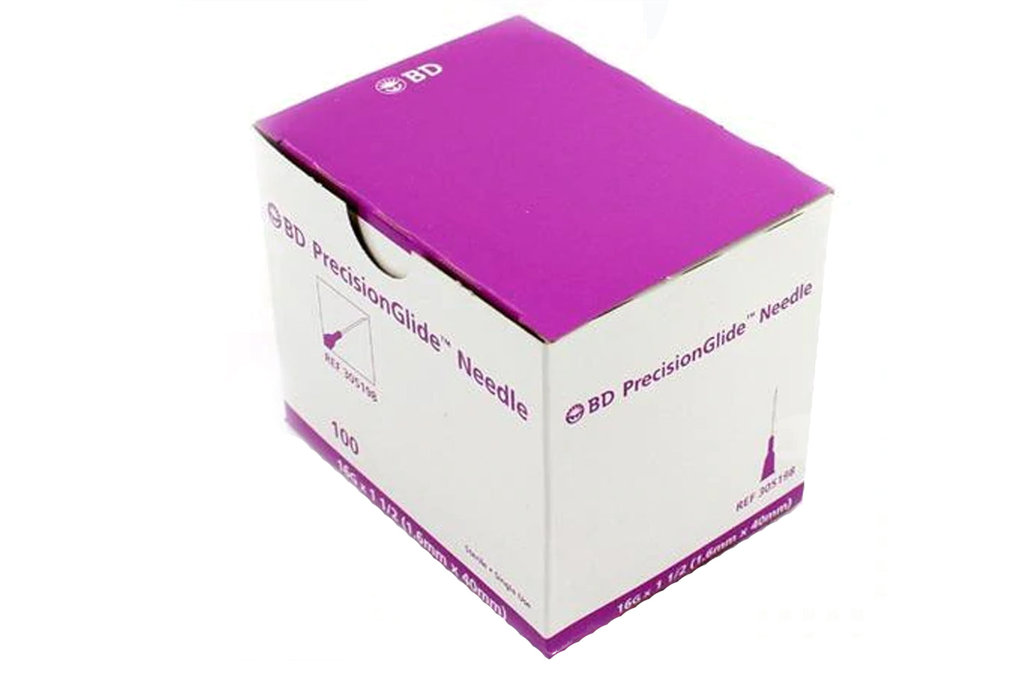 BD Precision Glide Hypodermic Needles, 16 Gauge x 1 1/2", Sterile, 100/pk