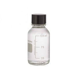 Bottle, Media Lab, 125 mL, 55 x 119 mm, Graduated, Clear Glass, with Rubber-Lined Phenolic Cap
