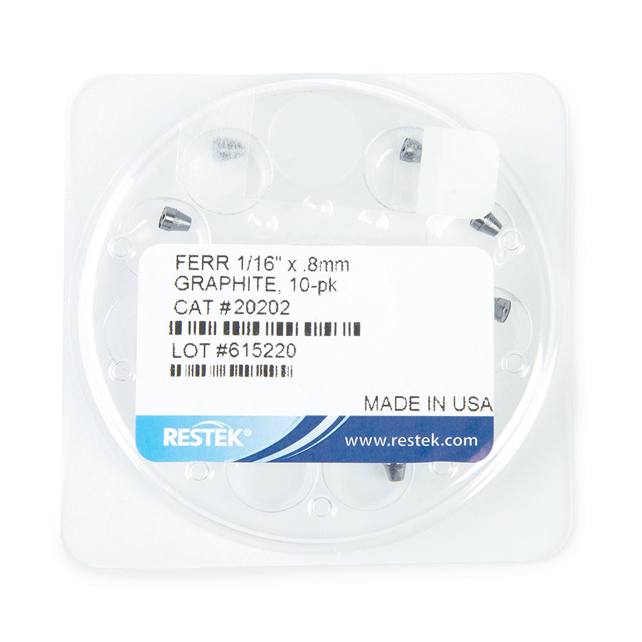 Ferrule, Graphite 1/16" X 0.8 mm ID, 10/pk