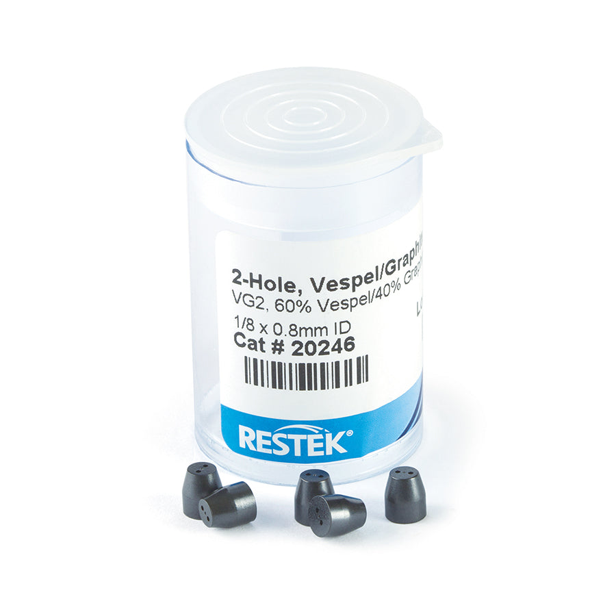 Ferrule, Vespel/Graphite 2-Hole, VG2, 60% Vespel/40% Graphite, 1/8" X 0.8 mm, 5/pk