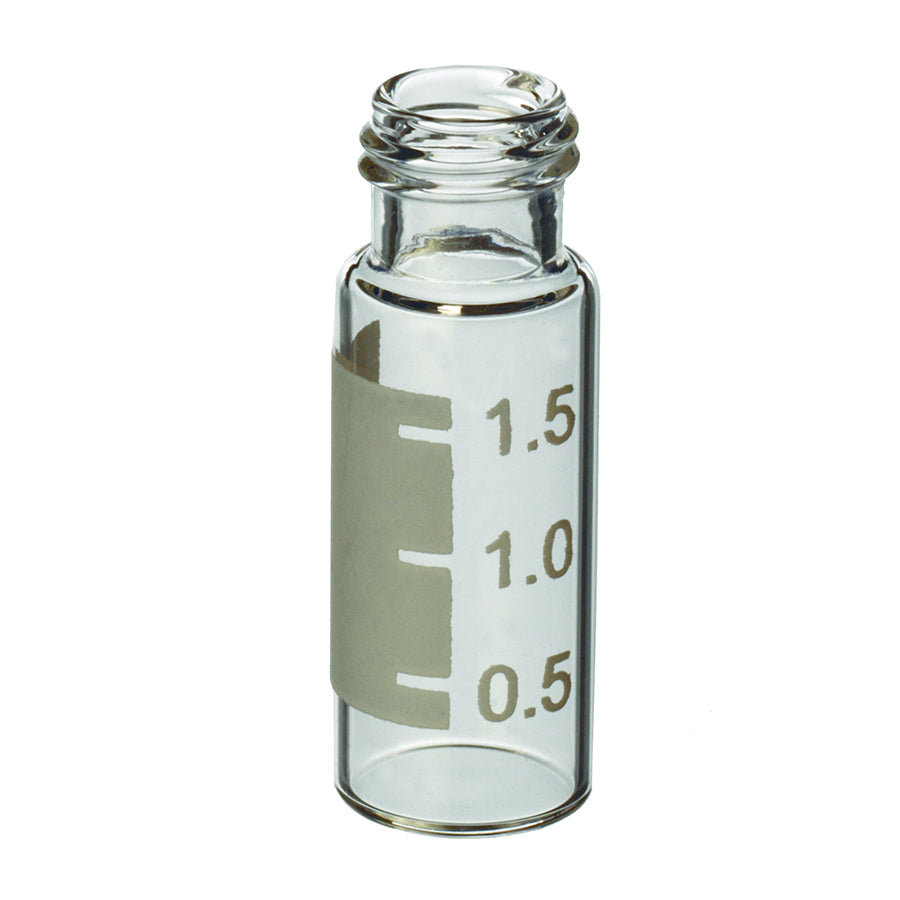 2.0 mL, 9 mm Short-Cap, Screw-Thread Vials with Grad Marking Spot, Clear, 1,000/pk
