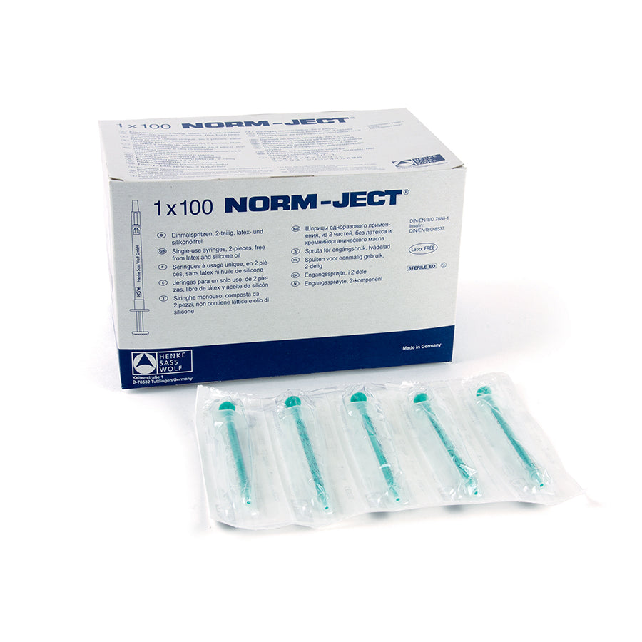 Norm-Ject Plastic Syringe, 1 mL Luer Slip Tuberculin, 100/pk