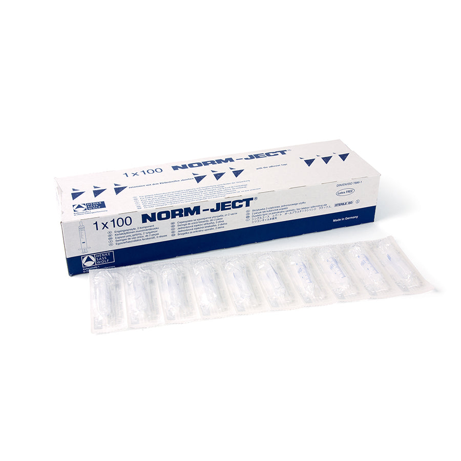 Norm-Ject Plastic Syringe, 3mL Luer Slip Centric Tip, 100/pk