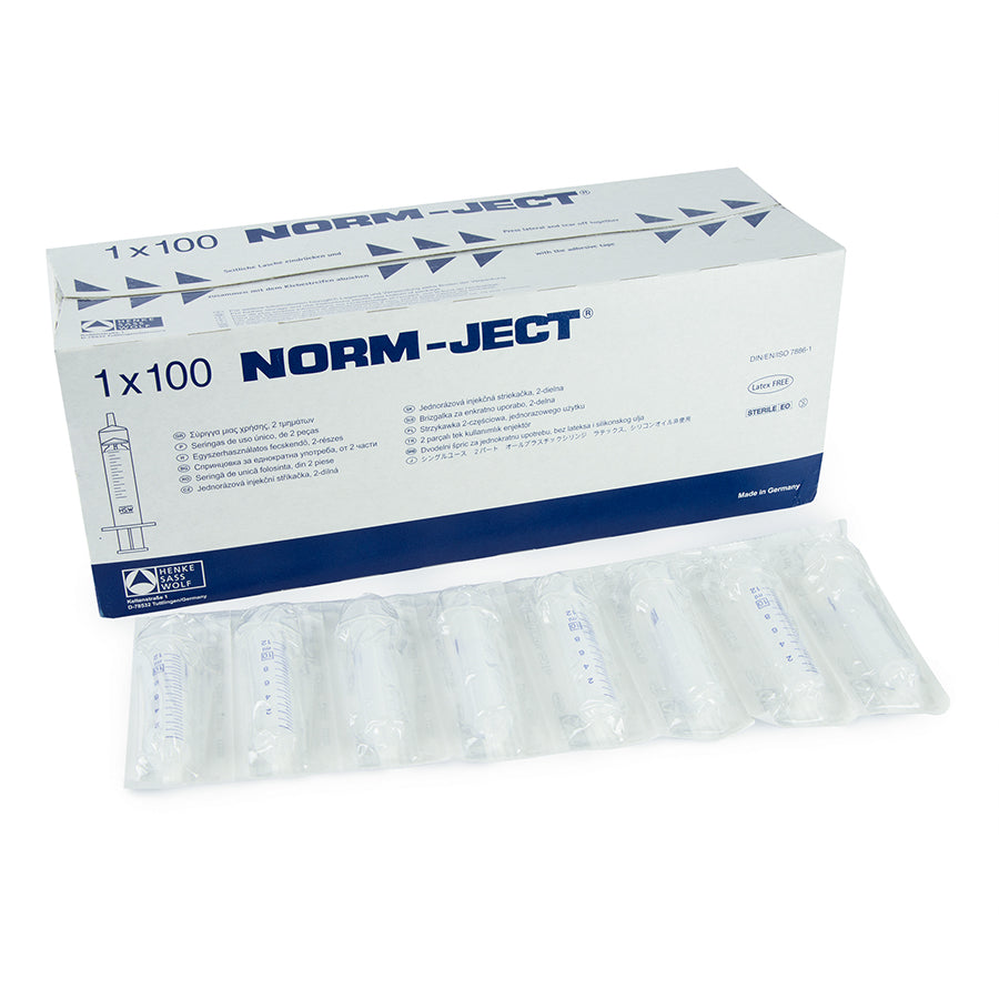 Norm-Ject Plastic Syringe, 10mL Luer Lock Tip, 100/pk