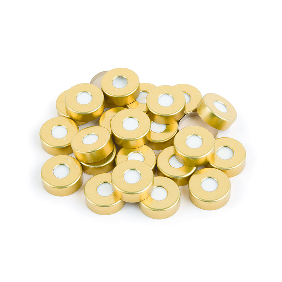 20 mm Magnetic Crimp Cap w/PTFE/Silicone Septum (tan/white) with 8 mm Hole, 1,000/pk