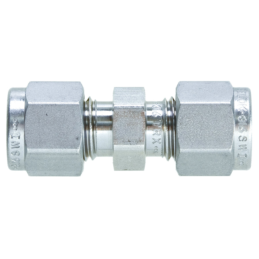 Swagelok Fitting, 1/4" Union, Stainless Steel, 2/pk