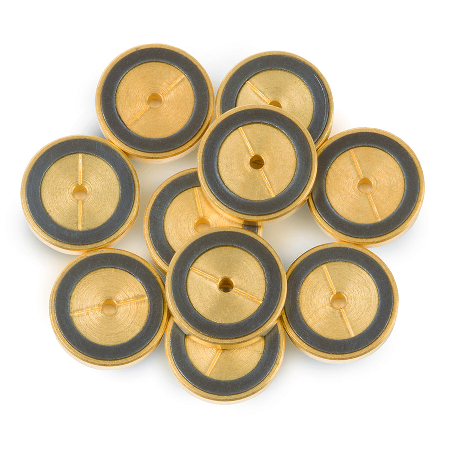 Flip Seal Dual Vespel Ring Inlet Seals, Gold-Plated, 1.2 mm ID, 10/pk