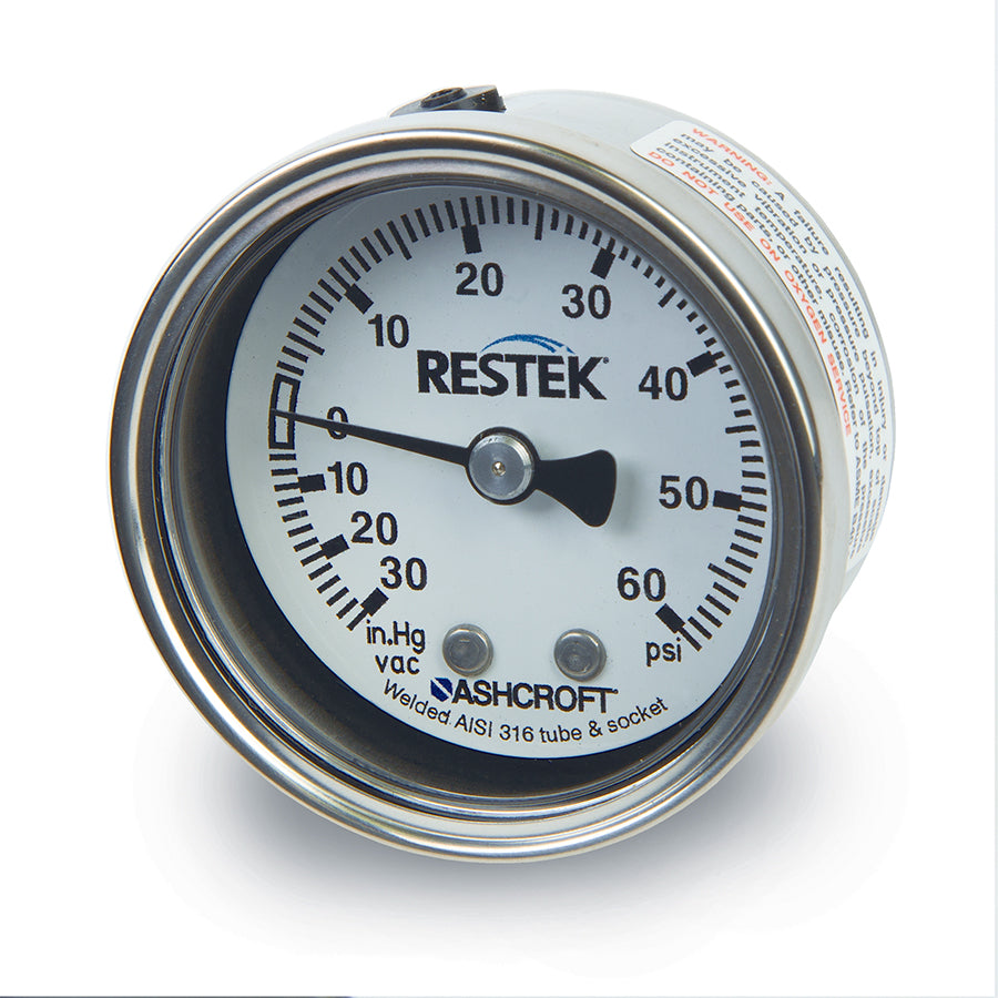 Gauge, Vacuum/Pressure 30" to 60 psig Compound 1/8"NPT CBM, 2" diam, SS