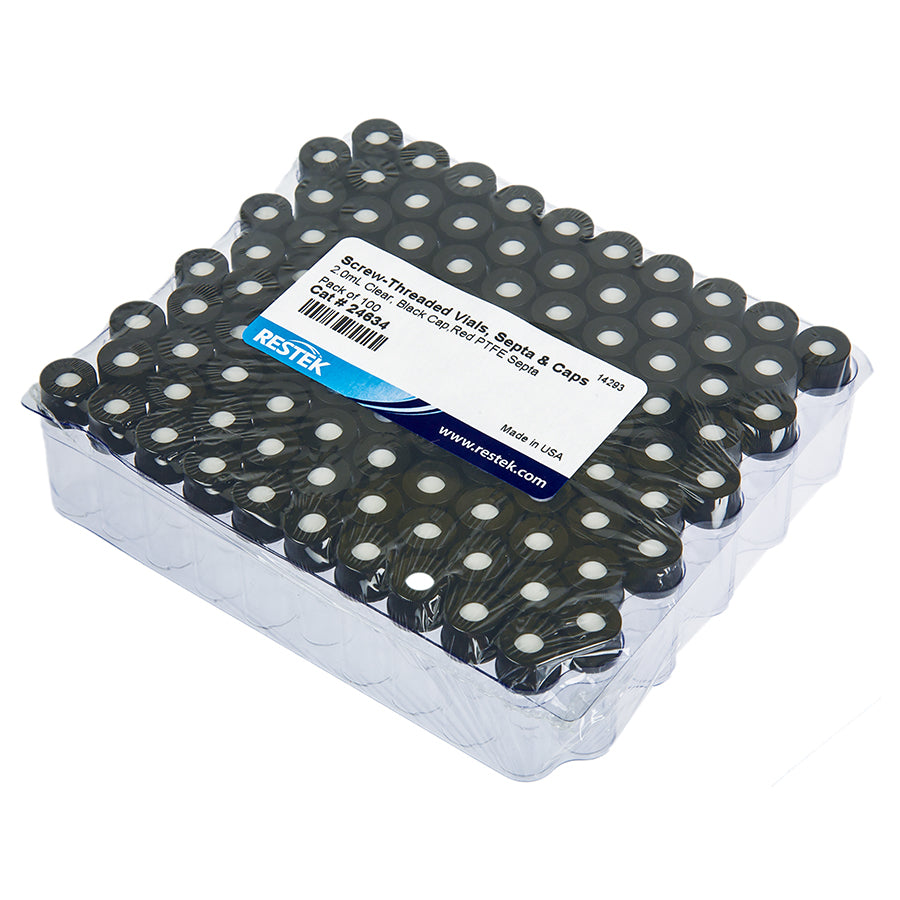 Vial, Threaded w/Septa 2 mL Clear 8-425 w/Red PTFE/ Sil Septa 0.065", 100/pk