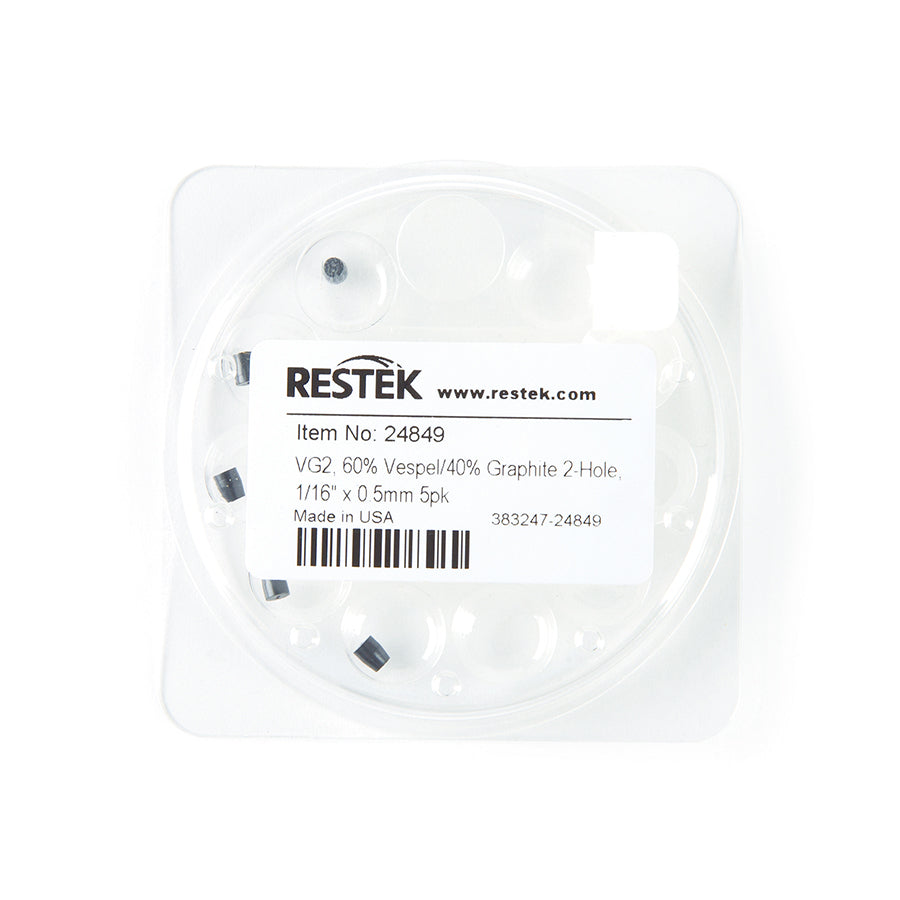 Ferrule, Vespel/Graphite 2-Hole, VG2, 60% Vespel/40% Graphite, 1/16" X 0.5 mm, 5/pk