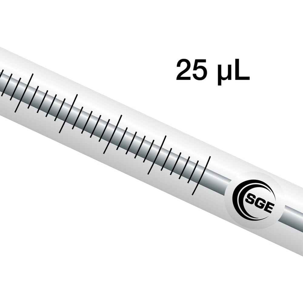 Syringe, SGE, 25 µL, 25 Gauge, 50 mm, 0.5 mm OD, Removable Needle, Gas Tight, Bevel Tipped