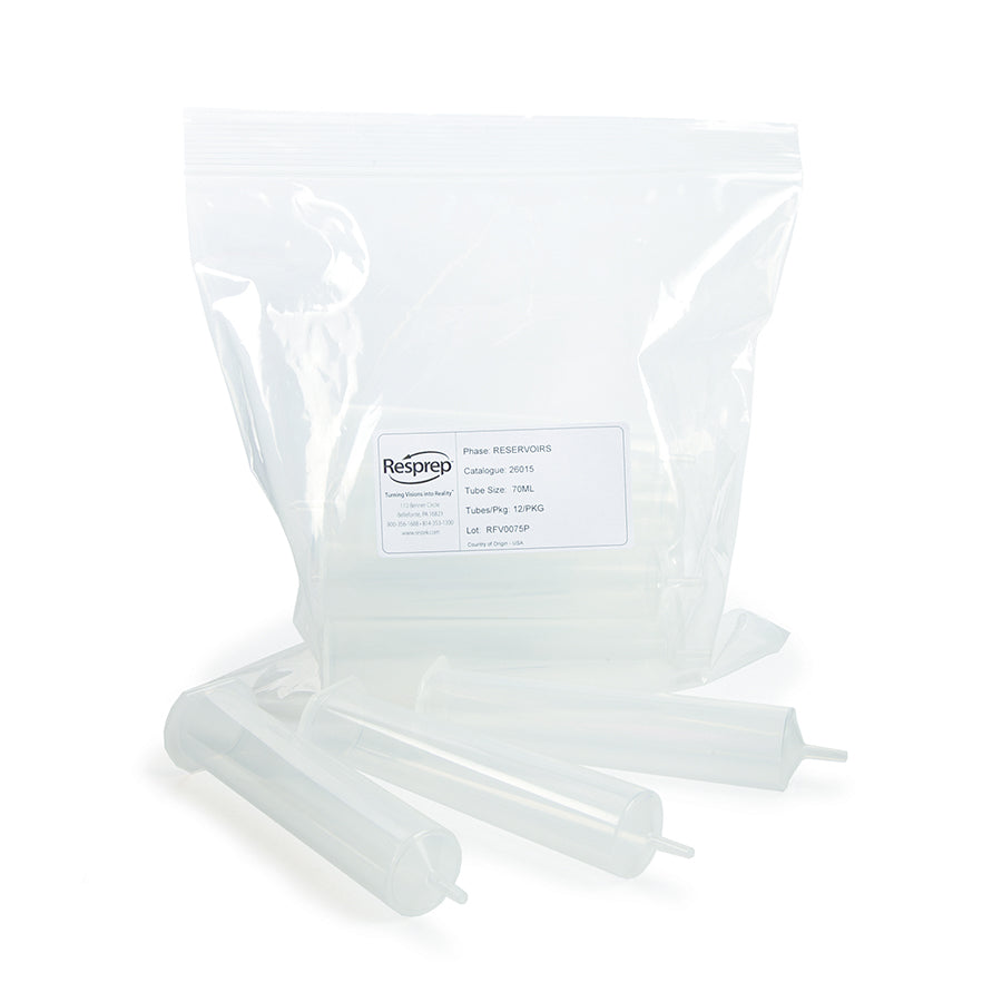 SPE Empty Tubes, sample reservoir, 75mL, polypropylene, 12/pk