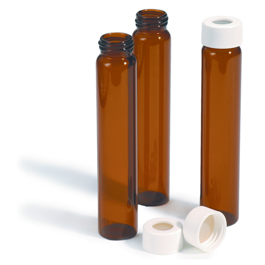 Sample Collection Vials, 60mL, Amber Glass, for ASE Systems, 72/pk