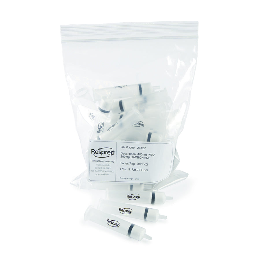 SPE Cartridge, Combo, 6mL Packed with 200mg Carboprep 200 and 400mg PSA, PTFE Frits, 30/pk