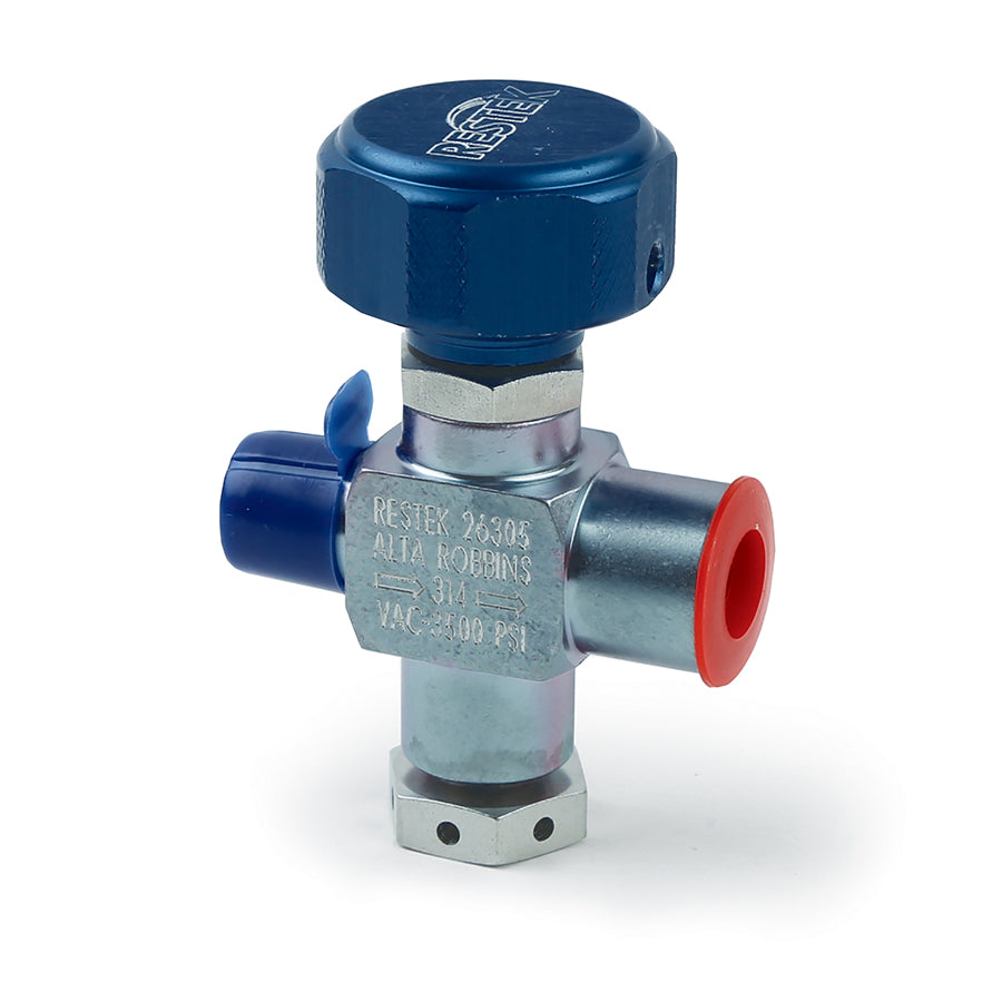 Sample Cylinder Valve, 1/4" Male NPT x 1/4" Female NPT w/1,800 psi Rupture Disk, 3500psig DOT pressure rating, Sulfinert Treated