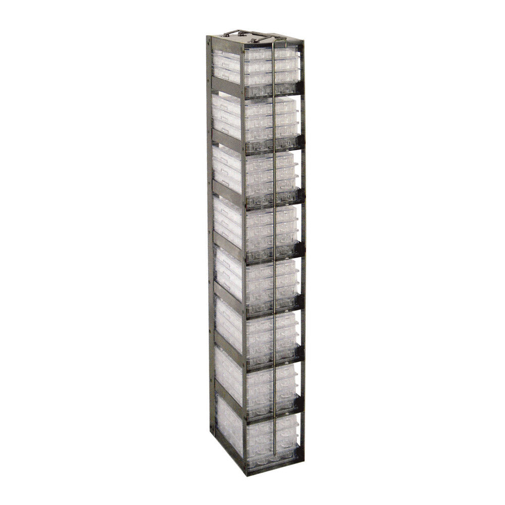 8-Section (1 Long x 8 High) Chest Freezer Rack For Multiple Well Plates, 5 1/2 In L x 3 5/8 In W x 26 1/4 In H, Stainless Steel