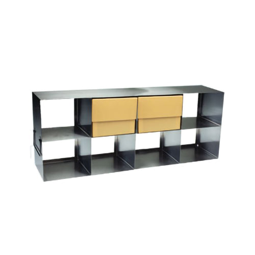 8-Place (4 Long x 2 High) Upright Freezer Rack For 4 3/4 In H Boxes, 24 In L x 5 7/8 In W x 9 7/8 In H, Stainless Steel