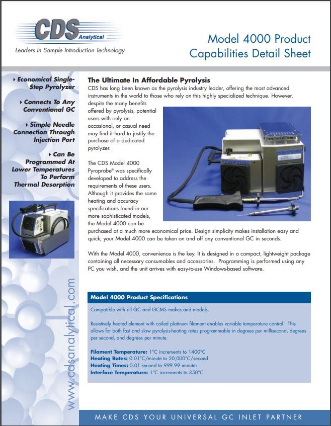 Model 4000 Capabilities Detail Sheet