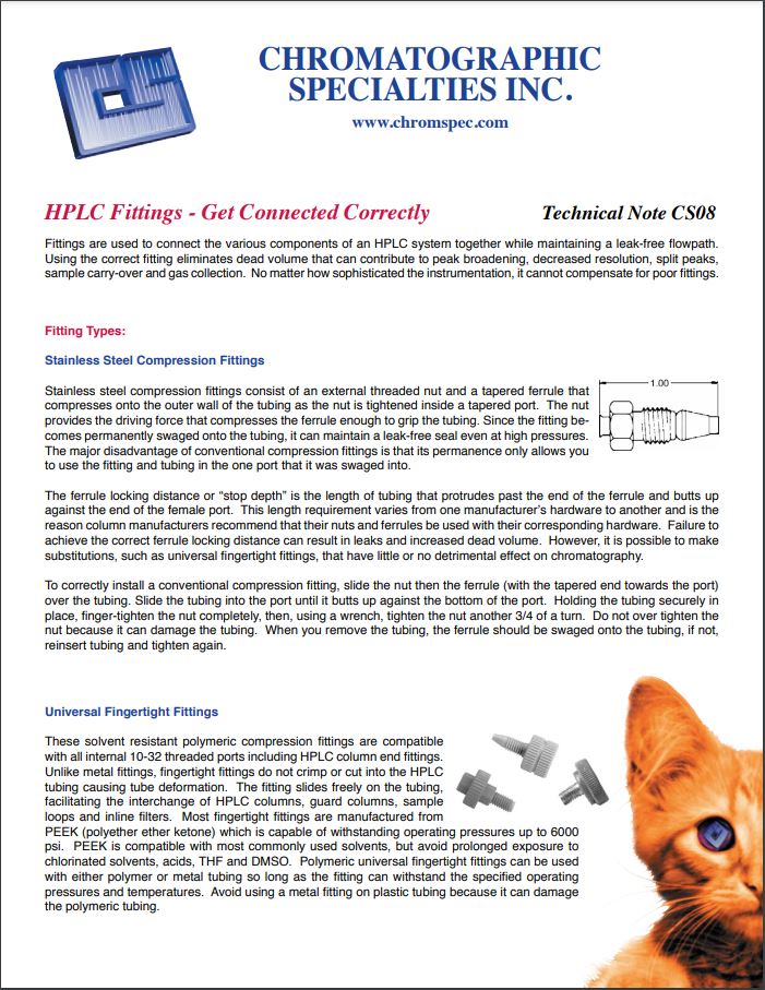 HPLC Fittings - Get Connected Correctly