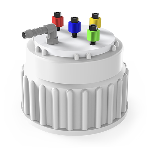 Waste Cap B83, 5 Ports, For Angled Barbed Adapter, Including Nuts And Ferrules, Without Barbed Adapter