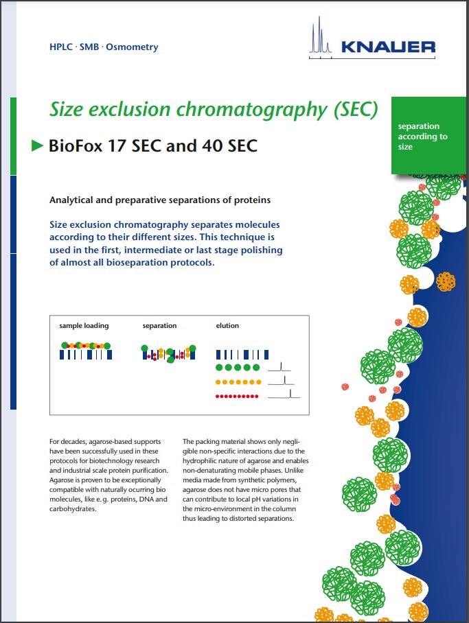 Size exclusion chromatography (SEC) BioFox 17 SEC and 40 SEC