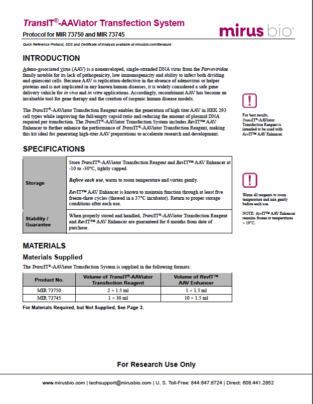 TransIT®-AAViator Transfection System
