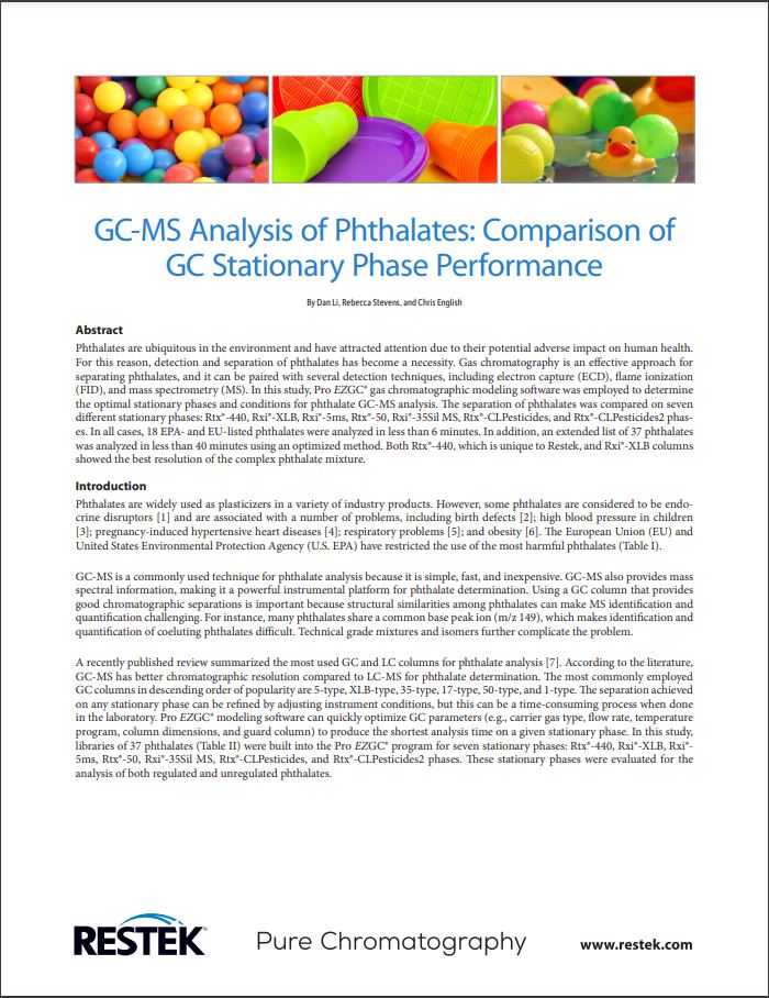 GC-MS Analysis of Phthalates: Comparison of GC Stationary Phase Performance