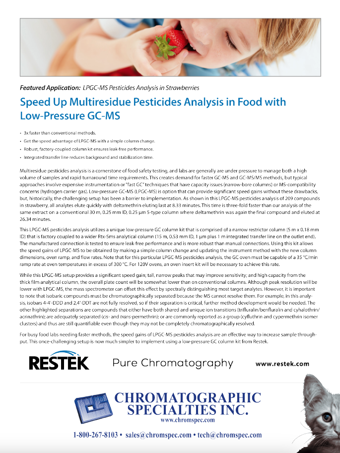 Speed Up Multiresidue Pesticides Analysis in Food with Low-Pressure GC-MS