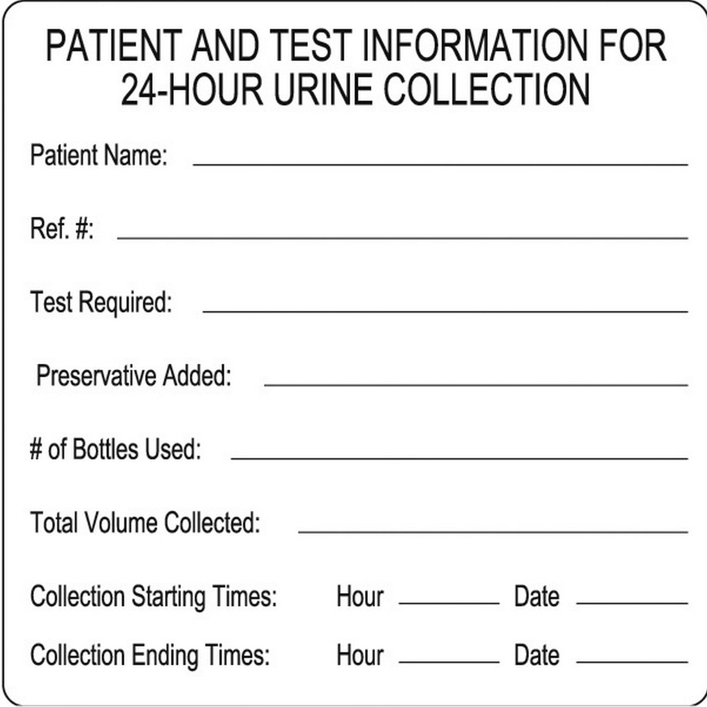 Labels for Urisafe® and Uritainer™ containers, Patient Identification Label