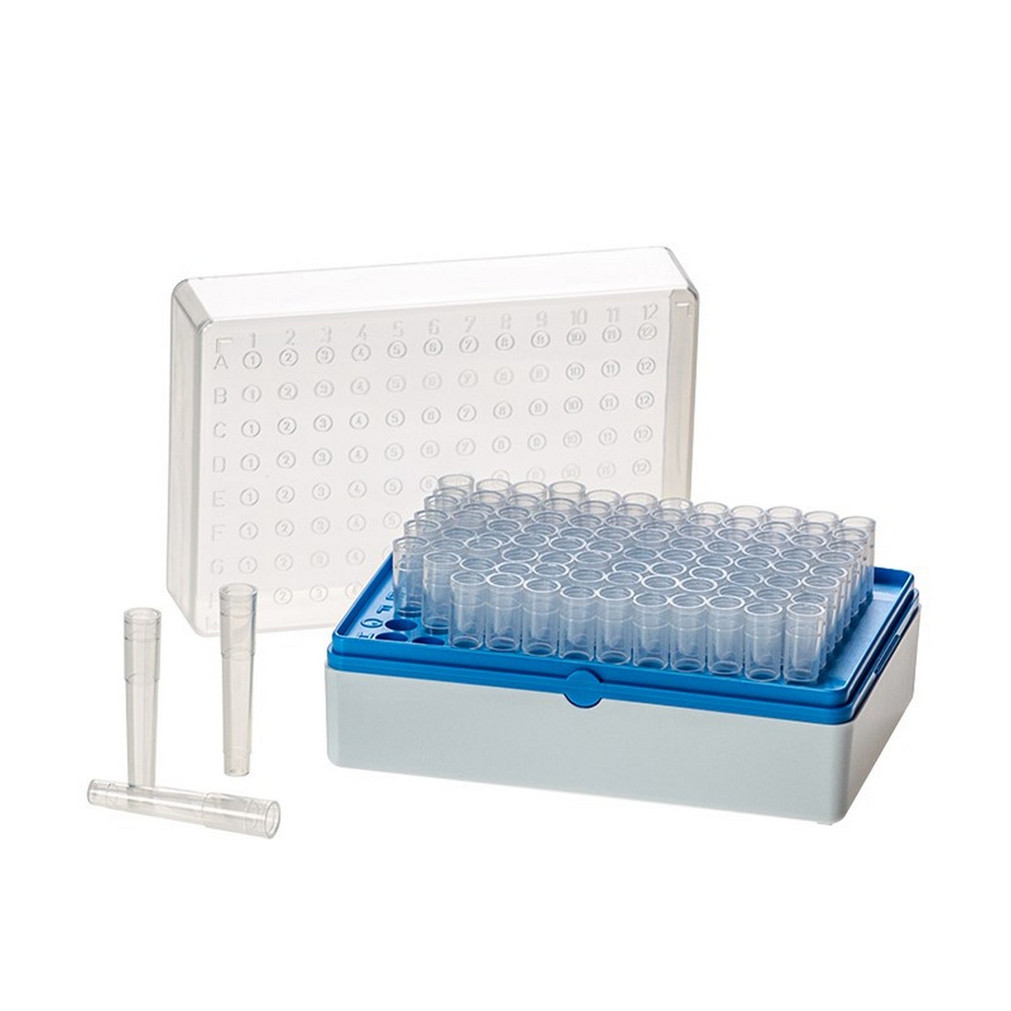 BioTube™ Racks, Rack with 96 plain individual tubes, Grid Plate Color - Blue, Non-sterile