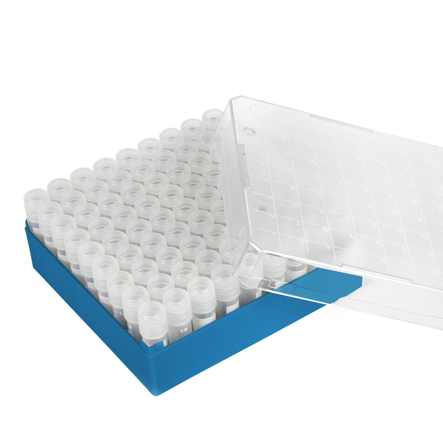 2D Barcoded Cryovials® in 81-Place Blue Storage Box, Sterile