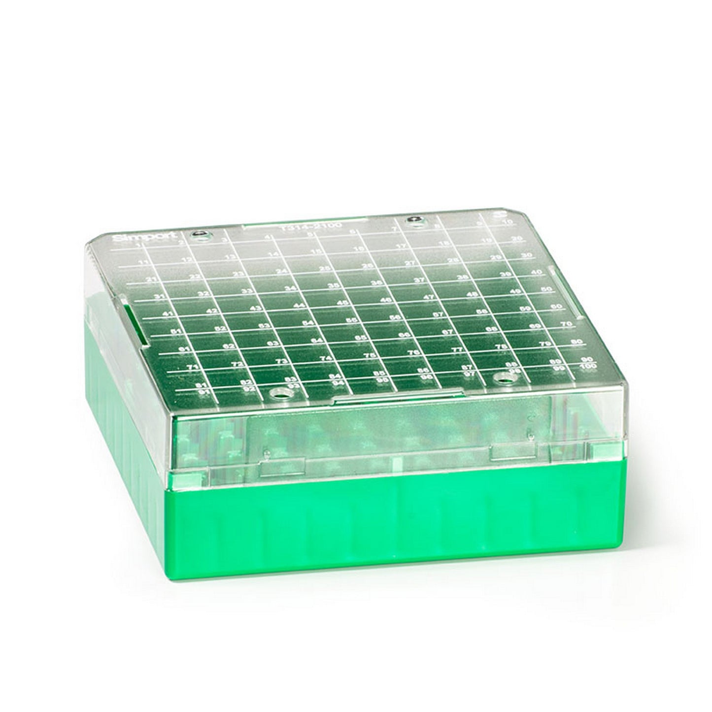 T314-2100 - Cryostore™ Storage Boxes for 100 cryogenic vials of 1 to 2 ml sizes, Green