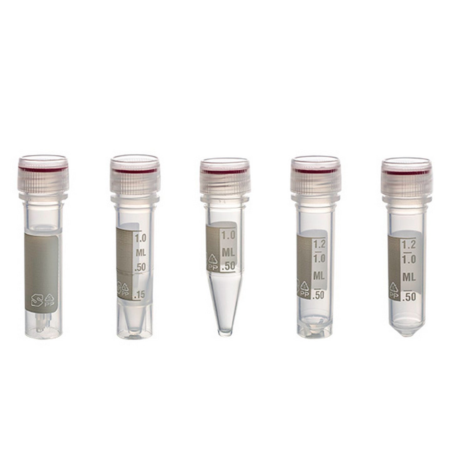 MicrewTube® with Washer Seal Screw Cap, 0.5 ml Self Standing, Assembled, sterile, white marking area and graduations, Qty/Pk: 50, Qty/Cs: 500