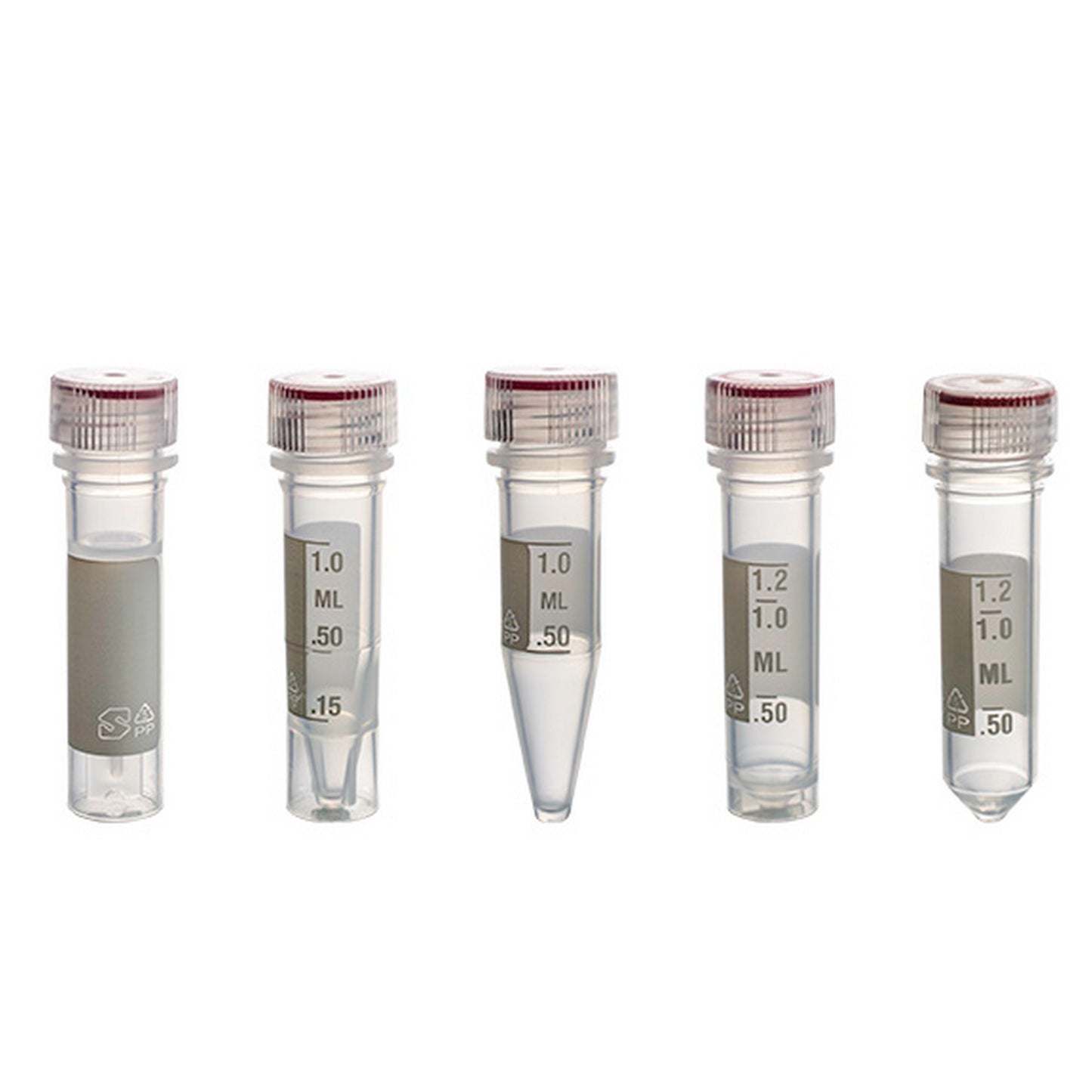 MicrewTube® with Washer Seal Screw and Flat Top Cap, 2 ml self-standing, sterile, tamper-evident, white marking area and graduations, Qty/Pk: 50, Qty/Cs: 500