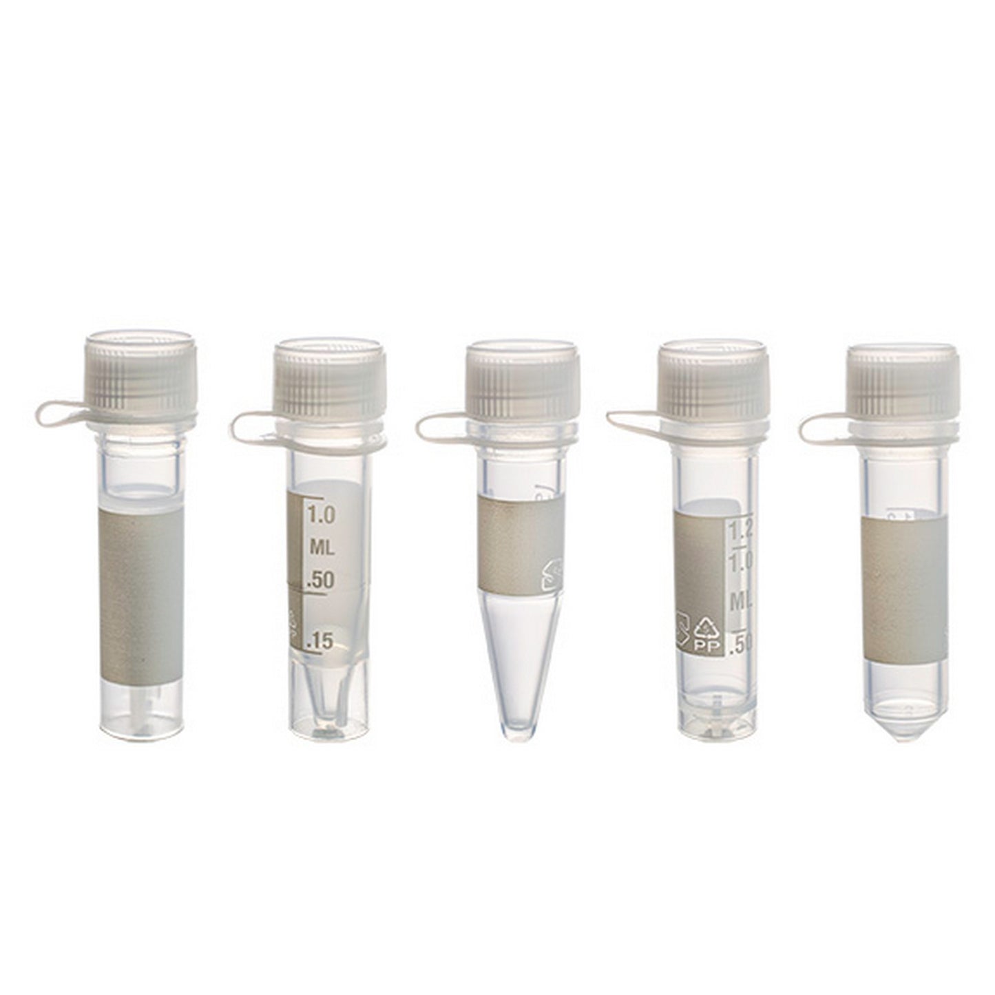 MicrewTube® with Lip Seal Screw Cap and Attachment Loop, 0.5 ml Self Standing, Assembled, sterile, white marking area and graduations, Qty/Pk: 50, Qty/Cs: 500