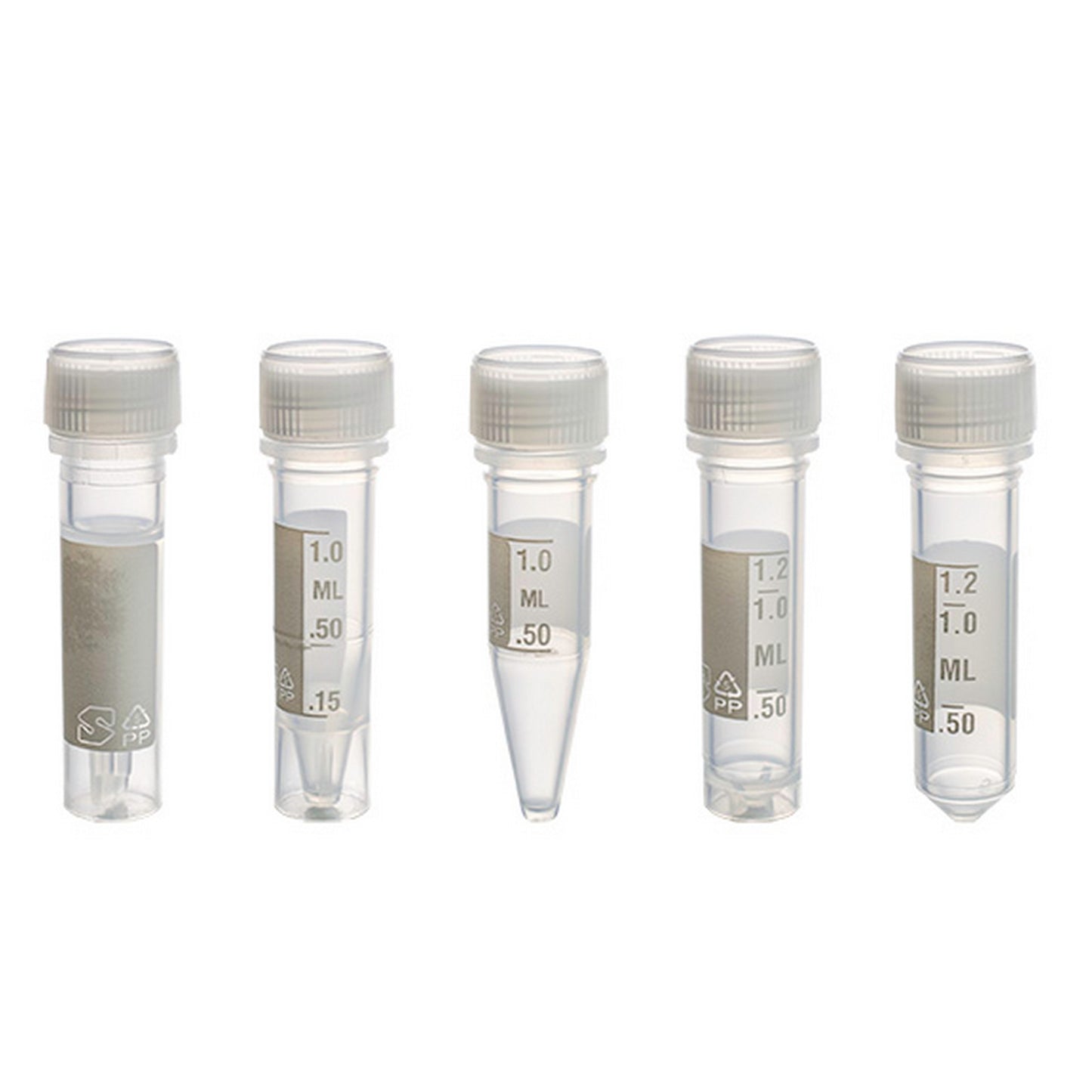 MicrewTube® with Lip Seal Screw Cap, 1.5 ml conical bottom, Assembled, sterile, white marking area and graduations, Qty/Pk: 50, Qty/Cs: 500
