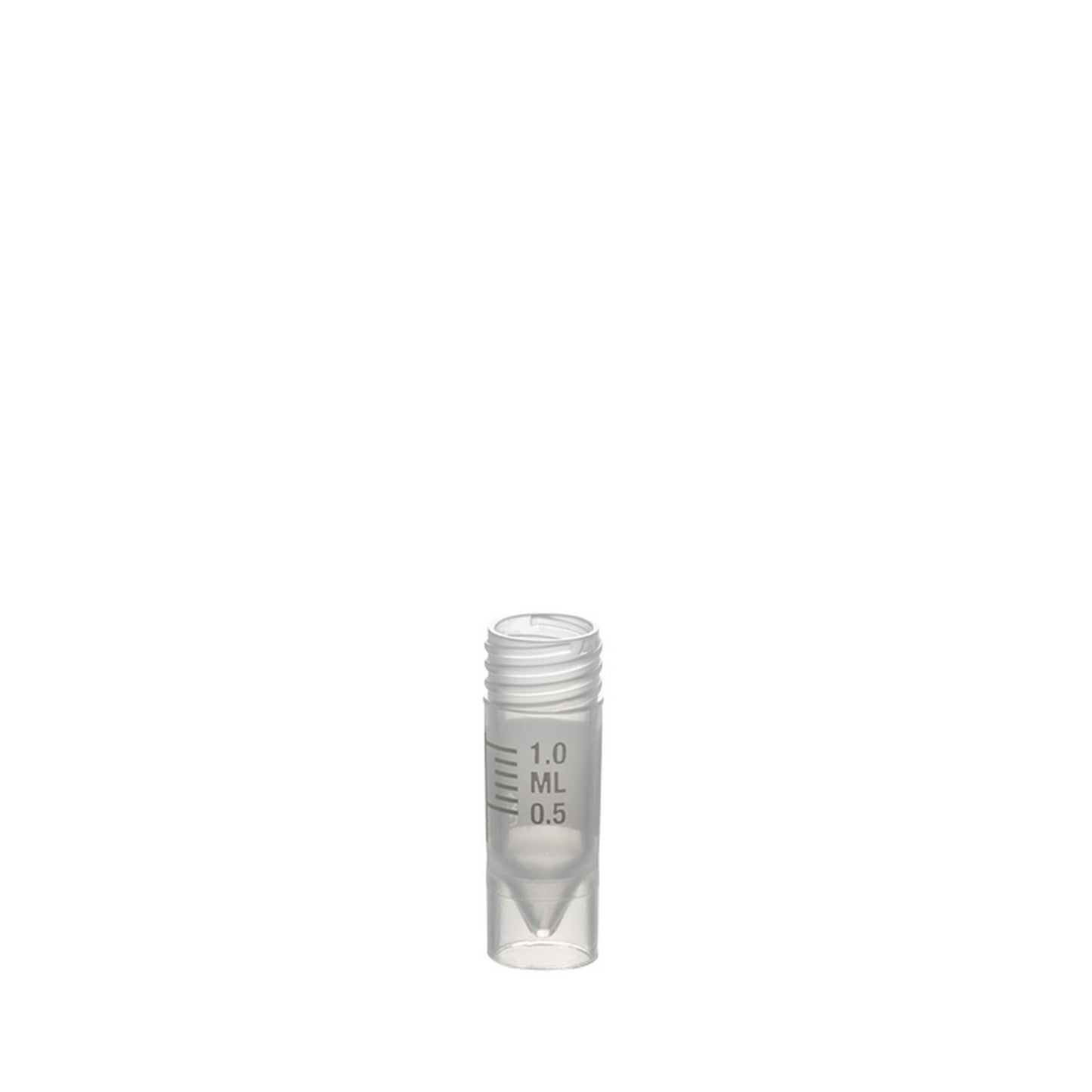 Sample Tubes with External Threads w/o caps, graduated and with white writing area, 1.2 ml self-standing