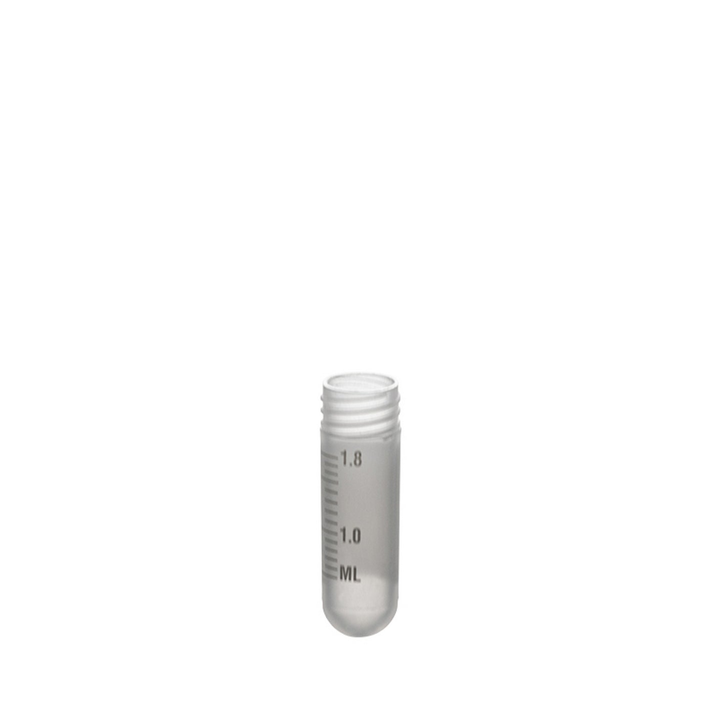 Sample Tubes with External Threads w/o caps, graduated and with white writing area, 2 ml round bottom