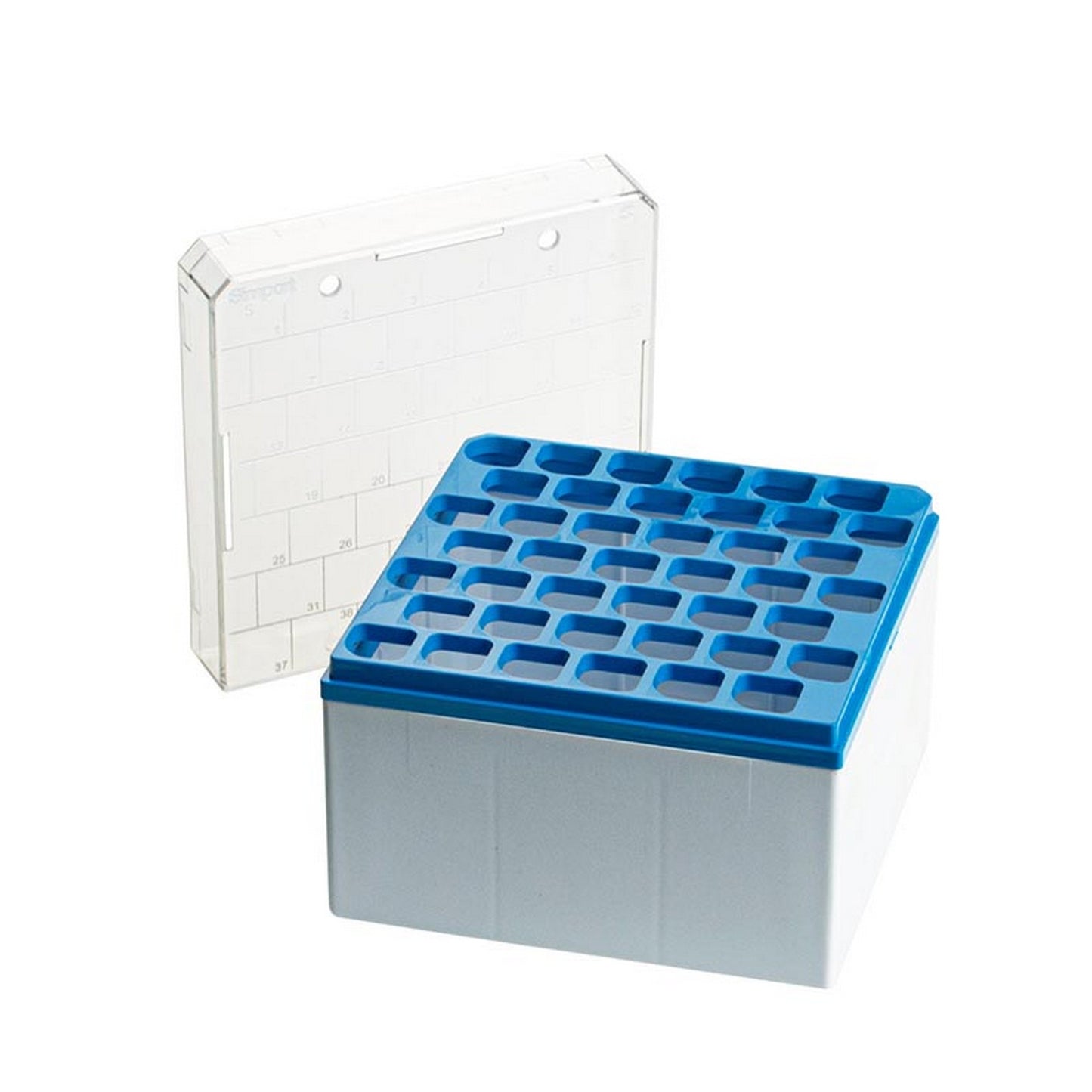 StoreBox™ Storage boxes for sample tubes, 42 place for 10 ml sample tubes, Blue