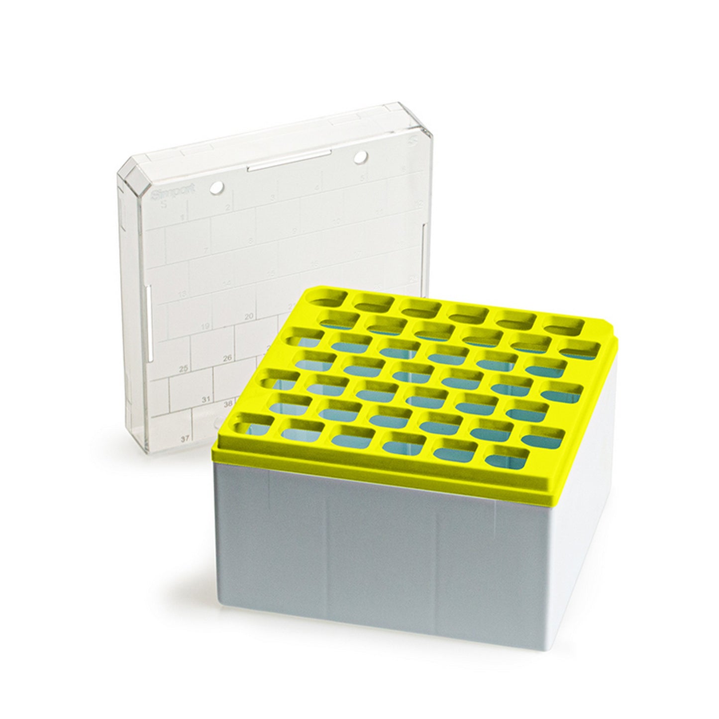 StoreBox™ Storage boxes for sample tubes, 42 place for 10 ml sample tubes, Yellow
