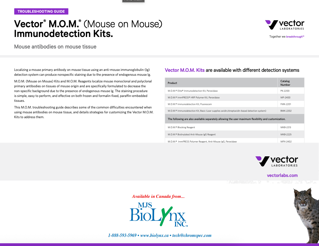 M.O.M™ (Mouse on Mouse) Immunodetection Kits - Troubleshooting Guide