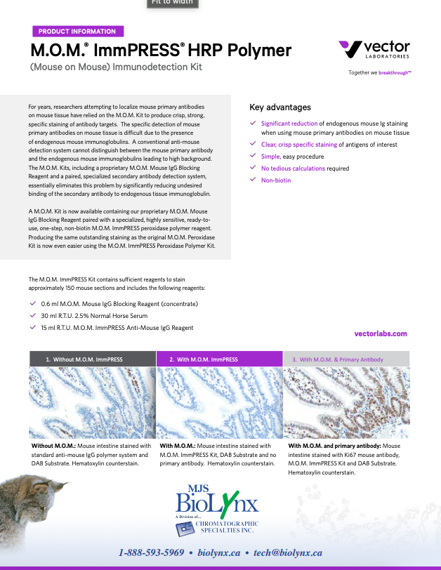 Vector® M.O.M™ (Mouse on Mouse) Immunodetection Kits