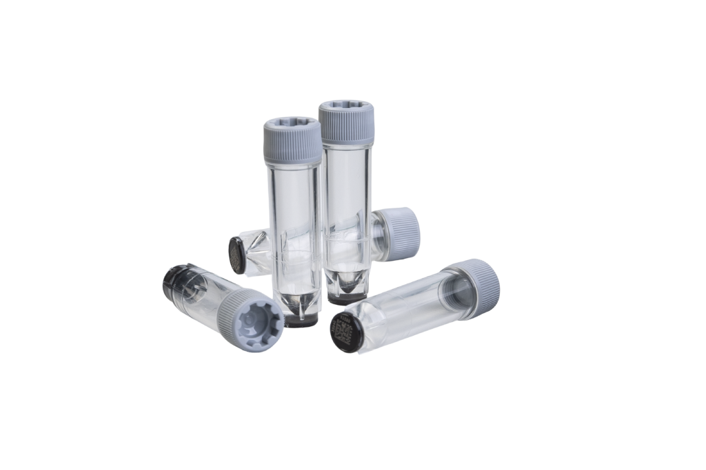 0.75 mL 2D Data-Matrix coded X-Clear Screw Cap tubes with External Thread V-bottom Bulk, 4 x 960 tubes