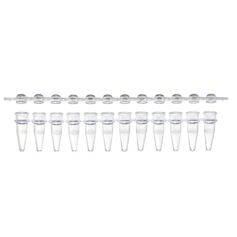 0.2 mL Tempassure PCR 12-Tube Strips with Separate 12-Cap (Dome Top) Strips, Natural. 80 Strips Each of Tubes and Caps Per Pack.