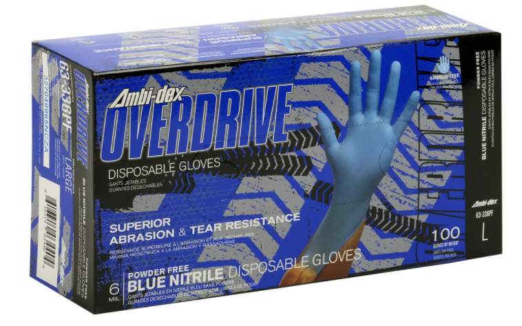 Glove, Large, Disposable, PIP Ambi-Dex Overdrive, Nitrile, Powder Free With Textured Grip 6 mil