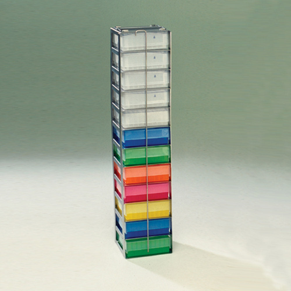12-Place (1 Long x 12 High) Chest Freezer Rack For 2 In H Boxes, 5 1/2 In L x 5 5/8 In W x 26 3/8 In H, Stainless Steel