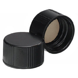 Sale Item - Screw Cap, Solid Top, 18-415 Black Phenolic, with PTFE-Faced Rubber Liner, Special Sale Price Shown, While Quantities Last