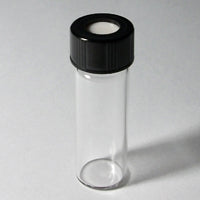 Vial, 4 mL, 15 x 45 mm, Clear Glass, 13-425 Black Phenolic Open Top Cap with 0.075" PTFE/Silicone Septum, Assembled
