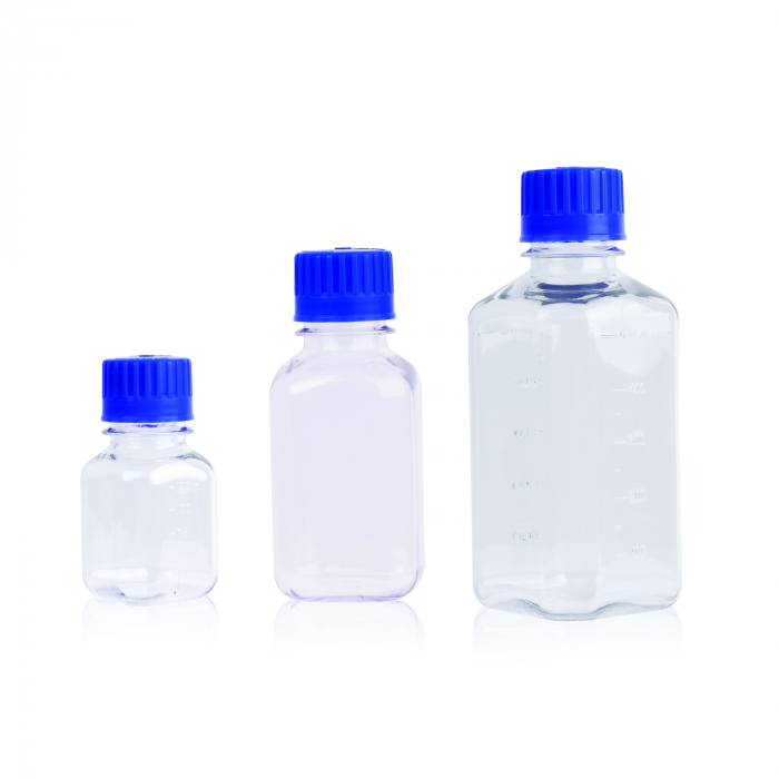 Square Media Bottle, Sterile, with PETG Standard Cap, 1000mL, 12/pk